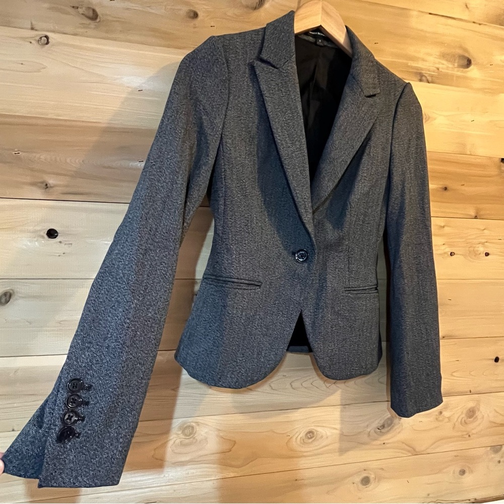 Express Charcoal Grey One Button Fitted Stretch B… - image 1